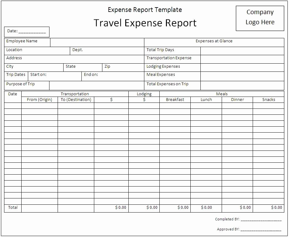 Excel Travel Expense Report Template Beautiful Expense Report Template Free formats Excel Word