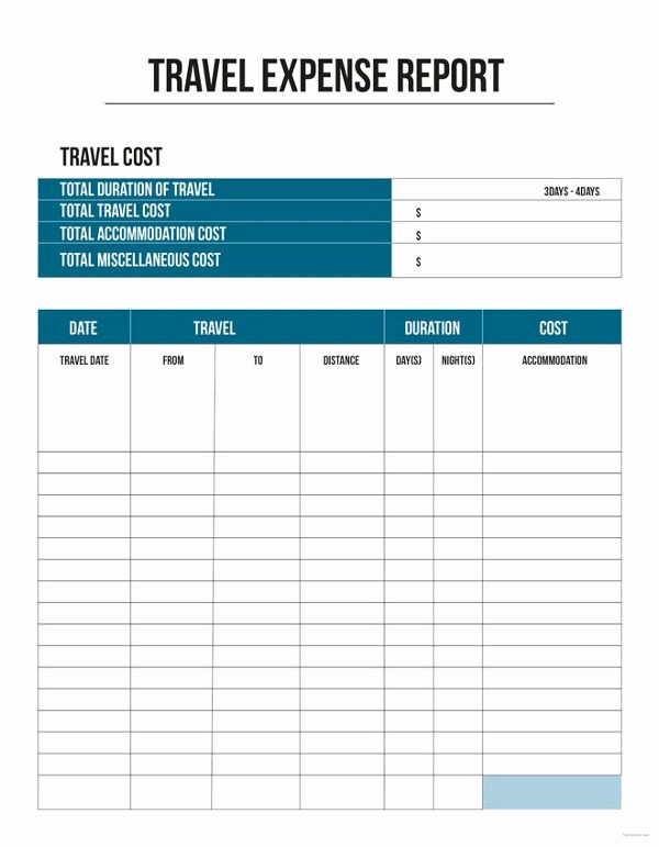 Excel Travel Expense Report Template Elegant 11 Travel Expense Report Templates – Free Word Excel