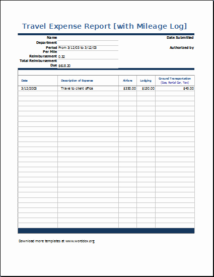 Excel Travel Expense Report Template Lovely Excel Travel Expense Report Template Free Detailed