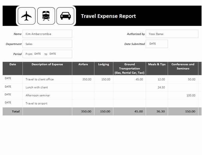 Excel Travel Expense Report Template Lovely Travel Expense Report