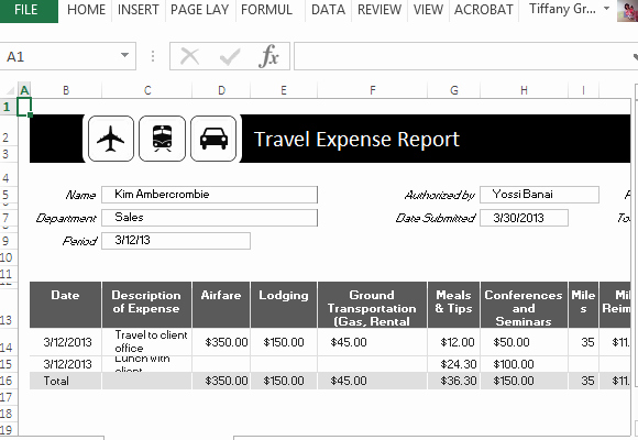 Excel Travel Expense Report Template New Travel Expense Report Template for Excel