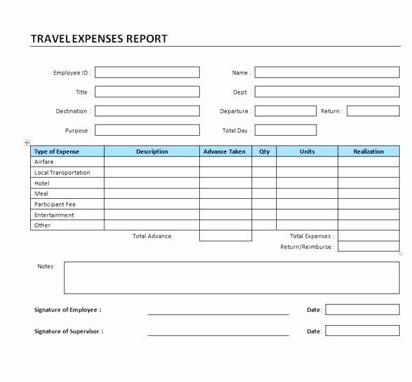 Excel Travel Expense Report Template Unique In E and Expense form Template Travel Expenses Claim