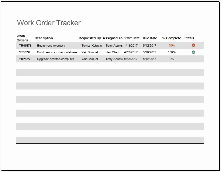 Excel Work order Tracking Spreadsheet Fresh Work order Tracker Template for Excel