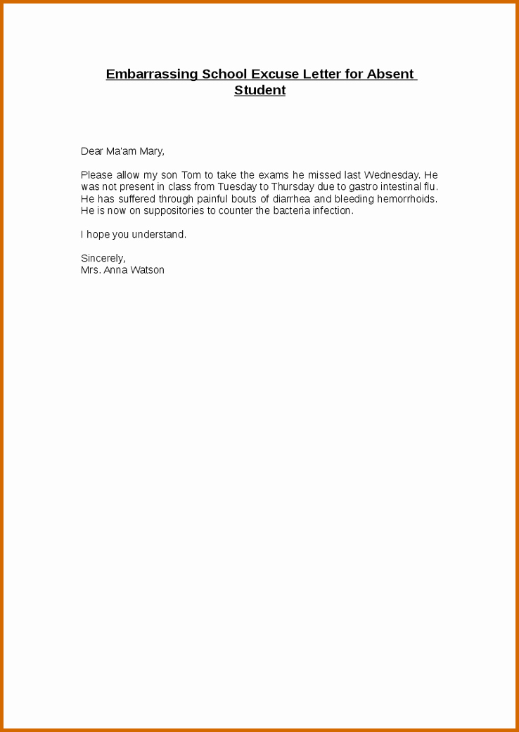 Excuse Absence Letter for School Elegant How to Write Absence Note for School Excuse Letter for