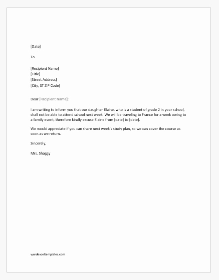 Excuse Absence Letter for School Inspirational 10 Excuse Letters for Being Absent In School for Various