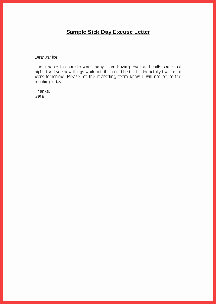 Excused Absence Letter for School Elegant School Absence Note Example