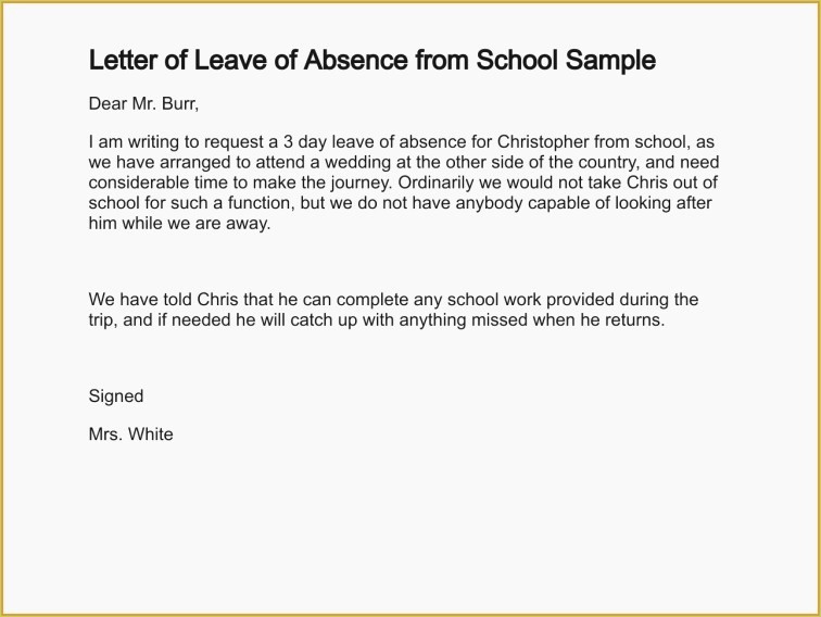 Excused Absence Letter for School New School Absence Letter format – thepizzashop