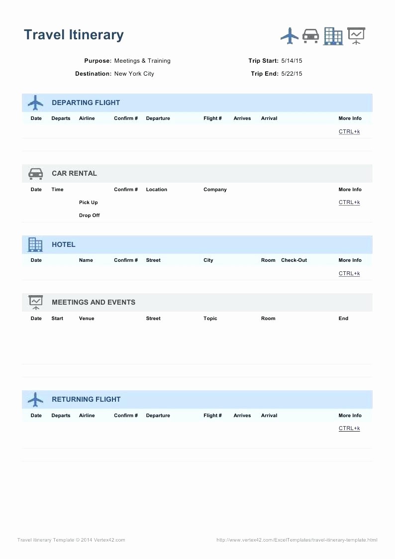 Executive assistant Travel Itinerary Template Unique Executive assistant Travel Itinerary Template