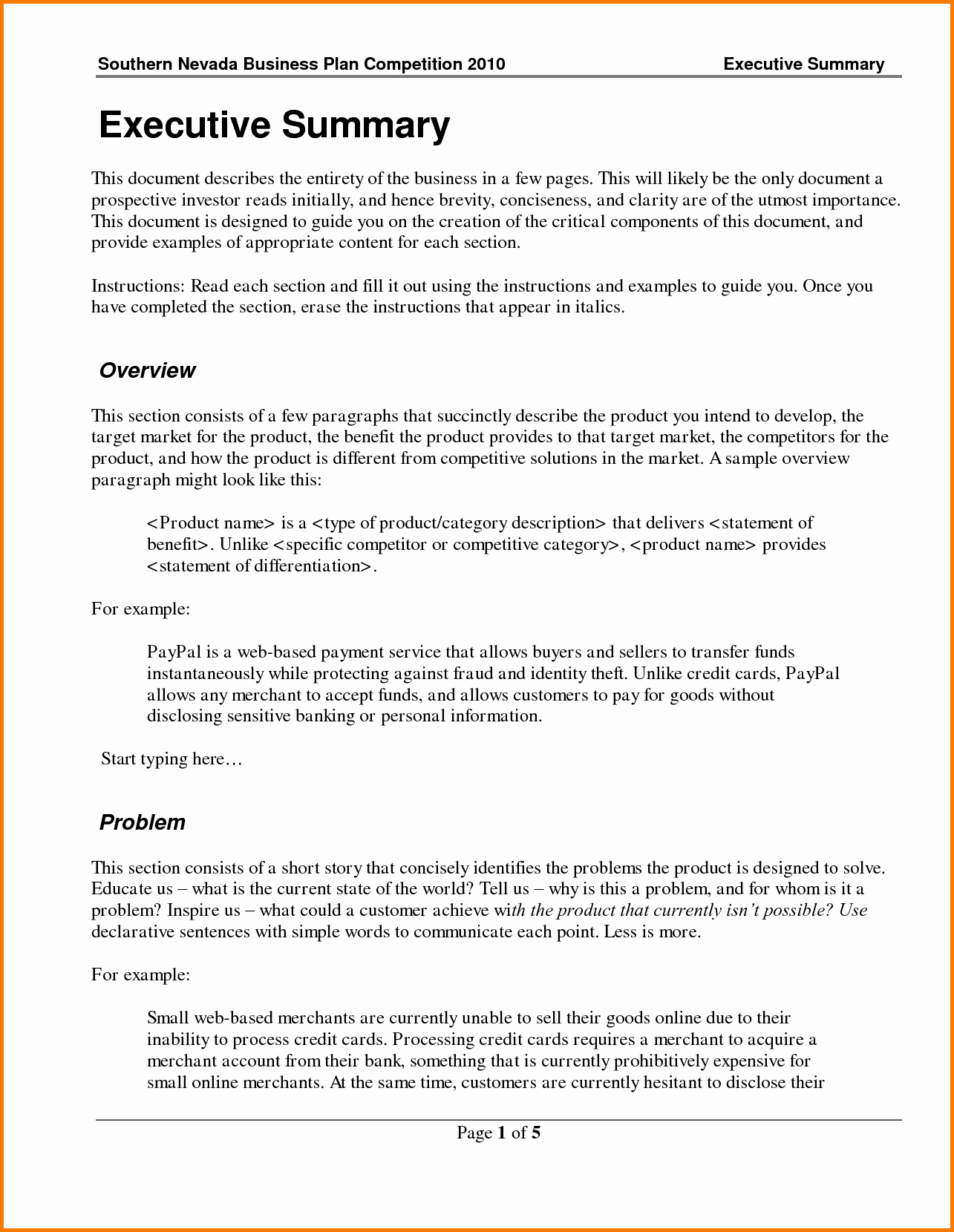 Executive Summary Financial Report Template Unique 10 Executive Summary Template Doc