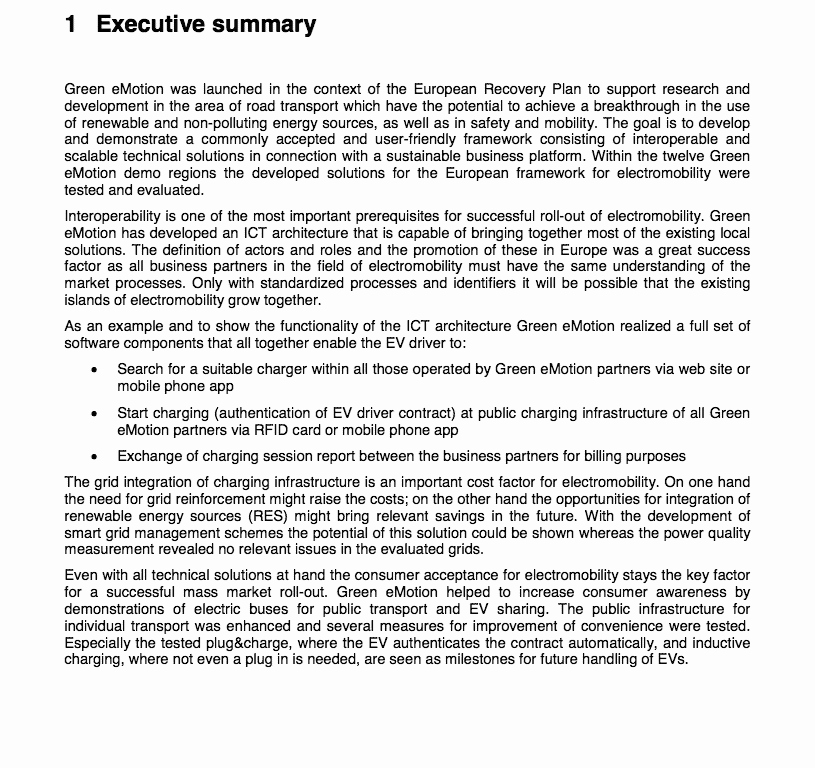 Executive Summary Of A Report Awesome Green Emotion Project Project Results Economic