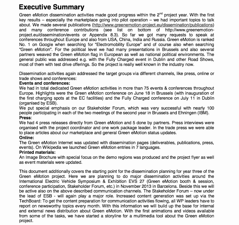 Executive Summary Of A Report Elegant Report Writing Project