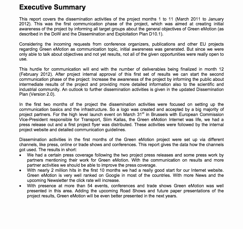 Executive Summary Of A Report Fresh Executive Summary Report Example Pdf