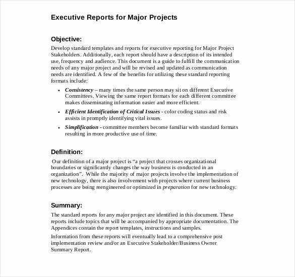 Executive Summary Of A Report New Executive Report Template 13 Free Sample Example