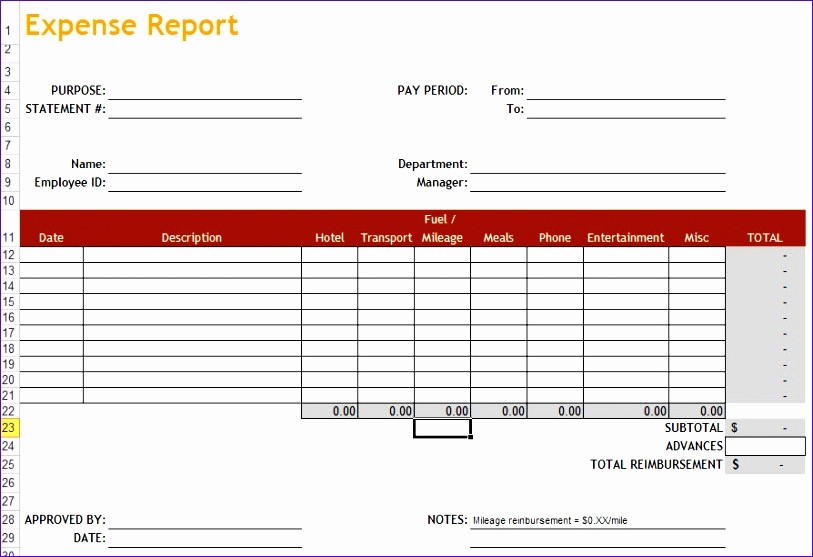 Expense Report Template Excel 2010 Unique 14 Microsoft Excel Expense Report Template