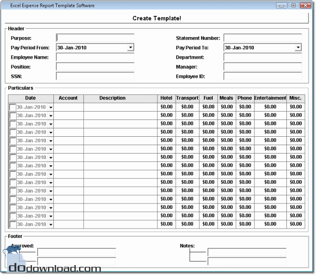 Expense Report Template Excel Free Inspirational Excel Expense Report Template software Image Create