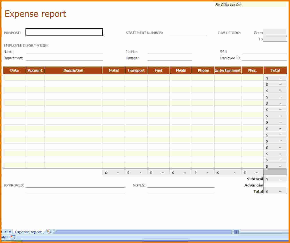 Expense Report Template Excel Free Lovely 6 Expense Report Template Excel