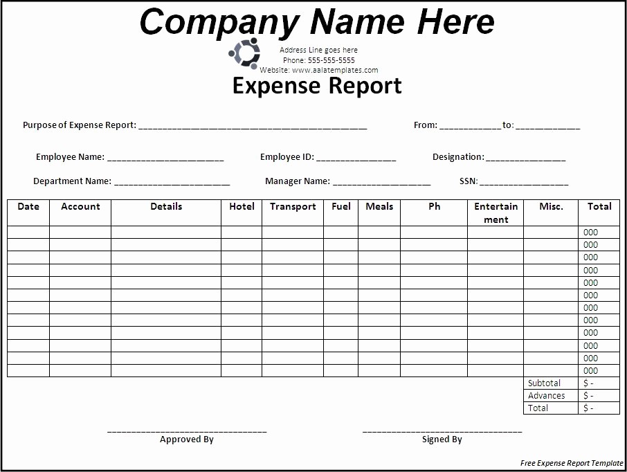 Expense Report Template Excel Free Luxury Excel Expense Report Template Free Download
