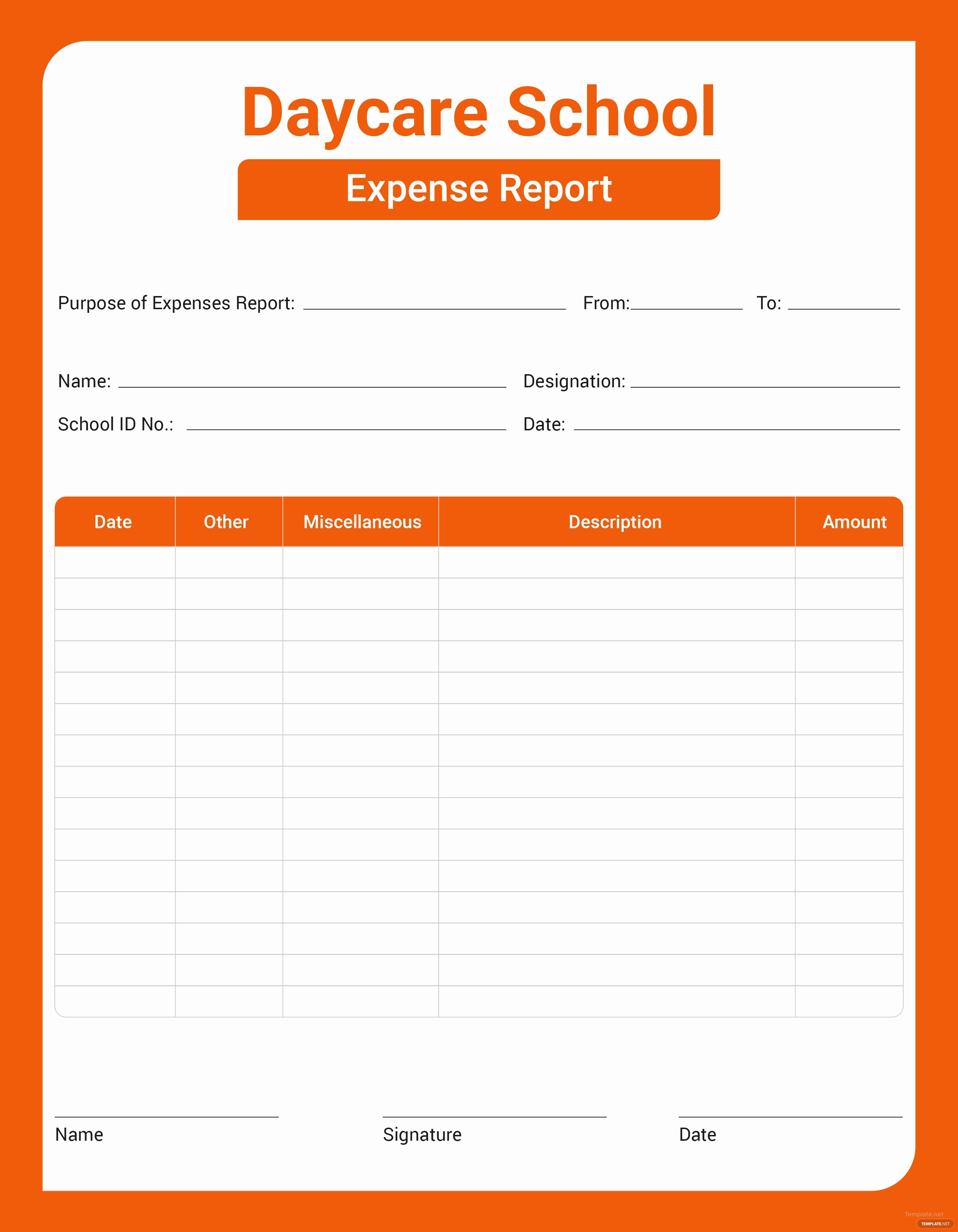 Expense Report Template for Numbers Awesome Free Daycare Expense Report Template In Microsoft Word