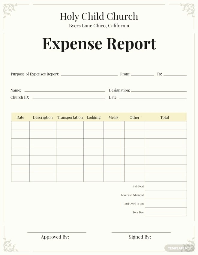 Expense Report Template for Numbers Best Of Free Church Expense Report Template In Microsoft Word