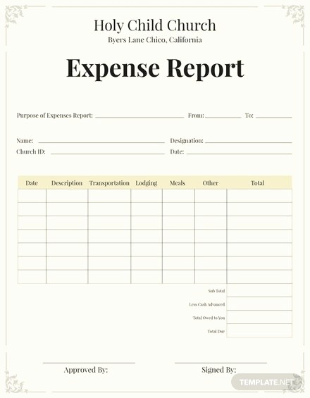 Expense Report Template for Numbers Inspirational Free Church Expense Report Template Download 154 Reports
