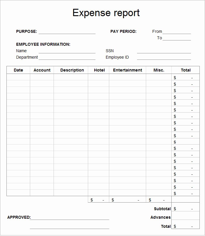 Expense Report Template for Numbers Unique Employee Expense Report Template 8 Free Excel Pdf