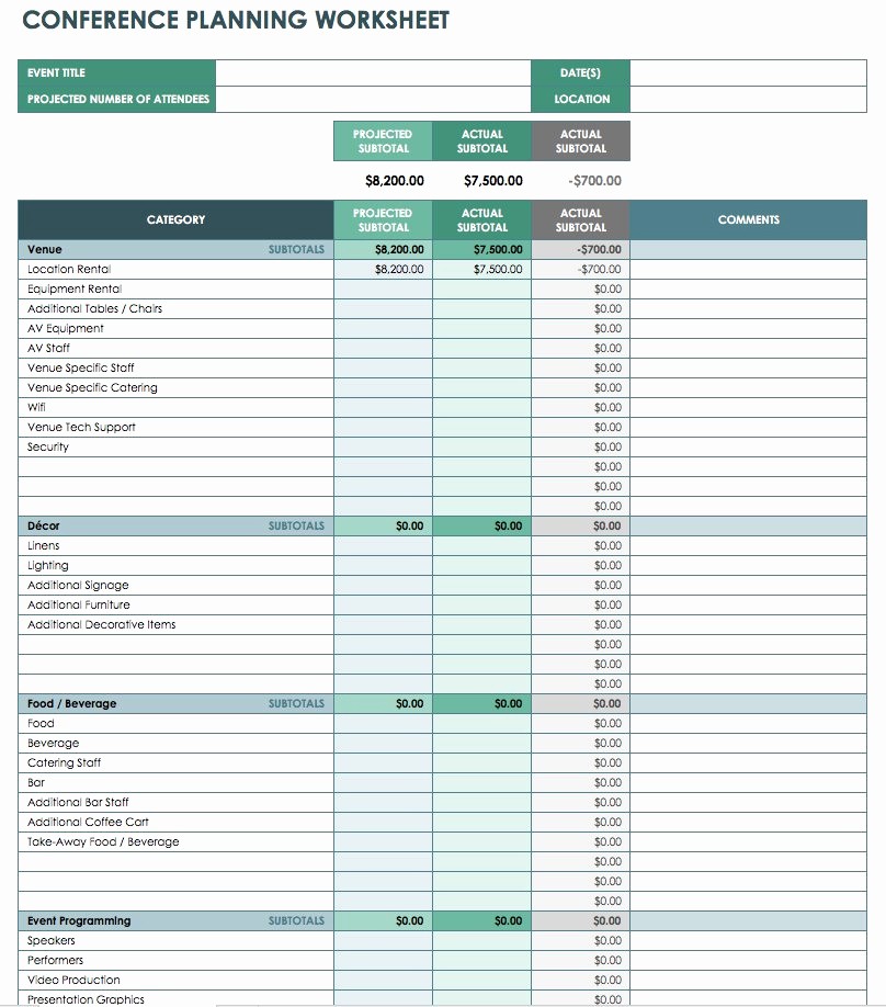 Expenses Sheet In Excel format Fresh Free event Bud Templates Smartsheet