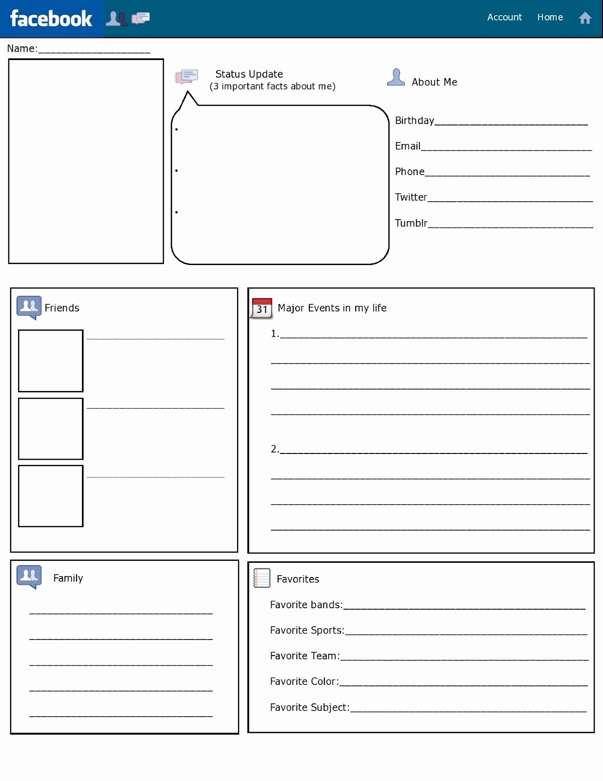 Facebook Post Template for Word Unique Blank Template