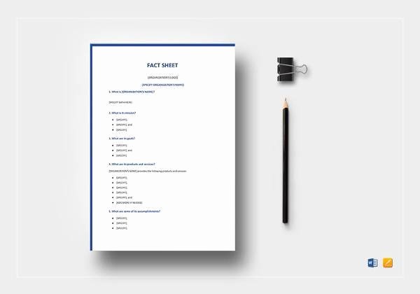 Fact Sheet Templates Microsoft Word Elegant 17 Fact Sheet Templates – Free Samples Examples &amp; format