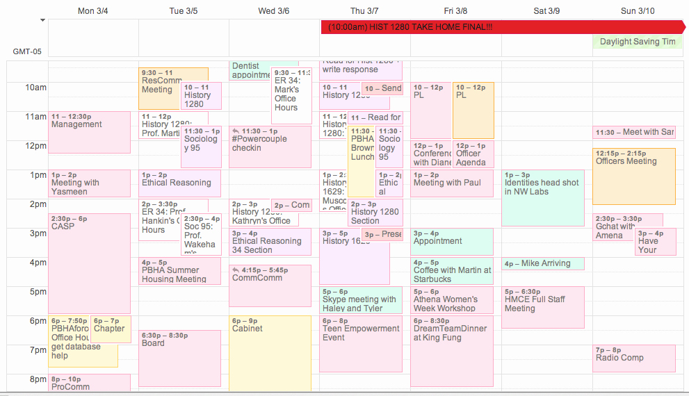 Fake School Schedule for Work Best Of Harvard College Student Blog · Schedule