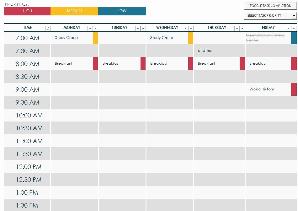 Fake School Schedule For Work