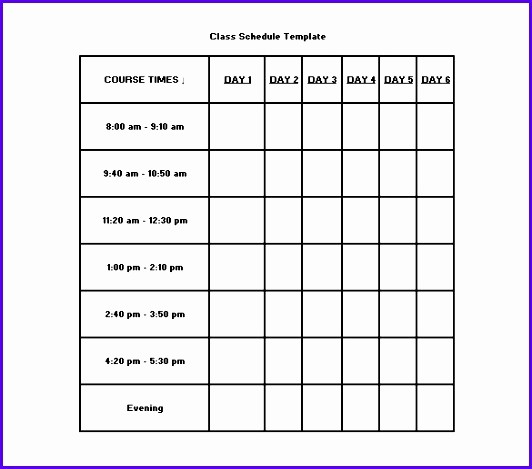 Fake School Schedule for Work New 11 Excel College Schedule Template Exceltemplates