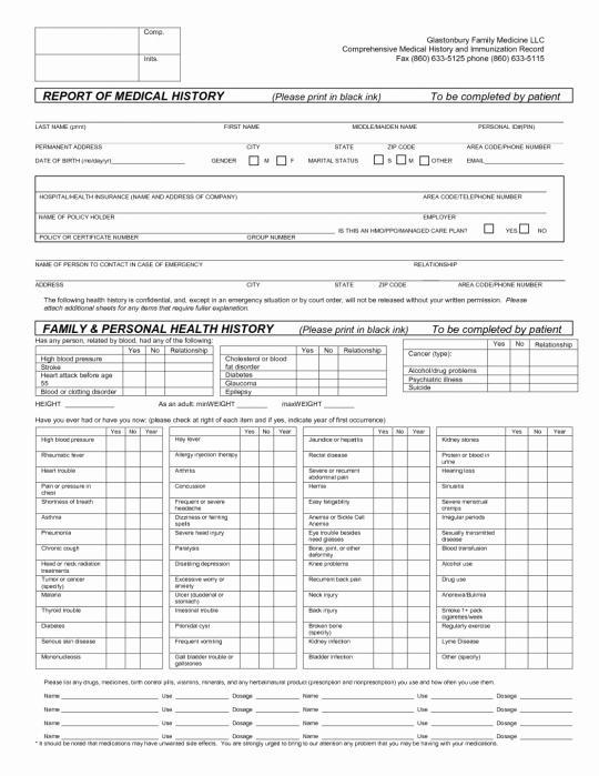 Family Health History form Template Beautiful Family Medical History form Template Alfonsovacca