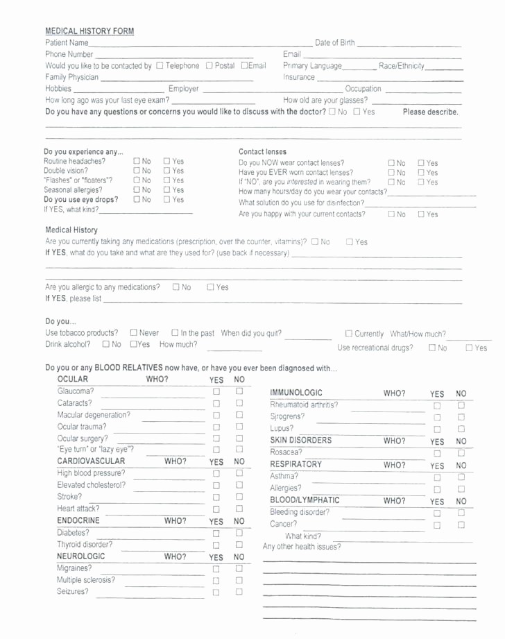 Family Health History form Template Best Of Family Health History forms Free Medical Dental form