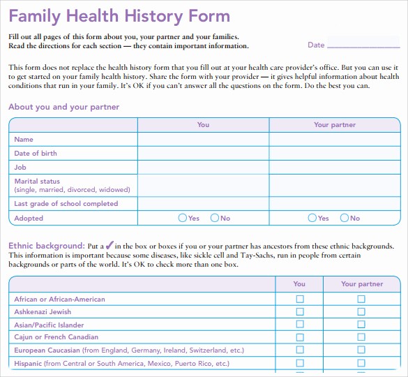 Family Health History form Template Elegant 15 Medical History forms
