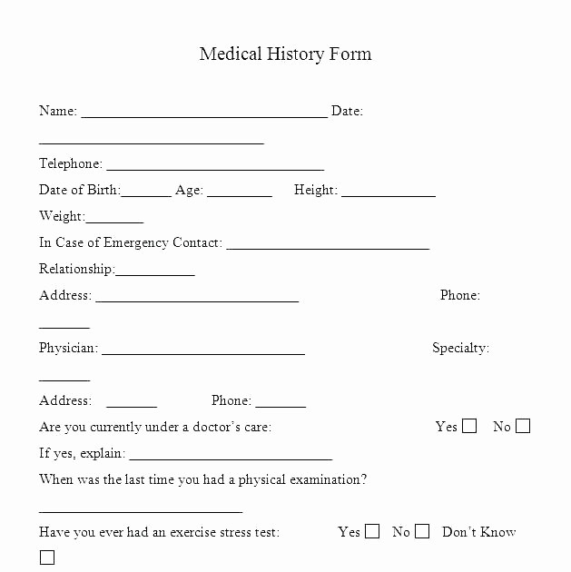 Family Health History form Template Fresh Health History Template