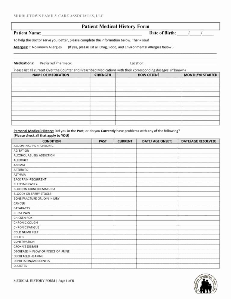 Family Health History form Template Lovely Family Medical History form Template 67 Medical History