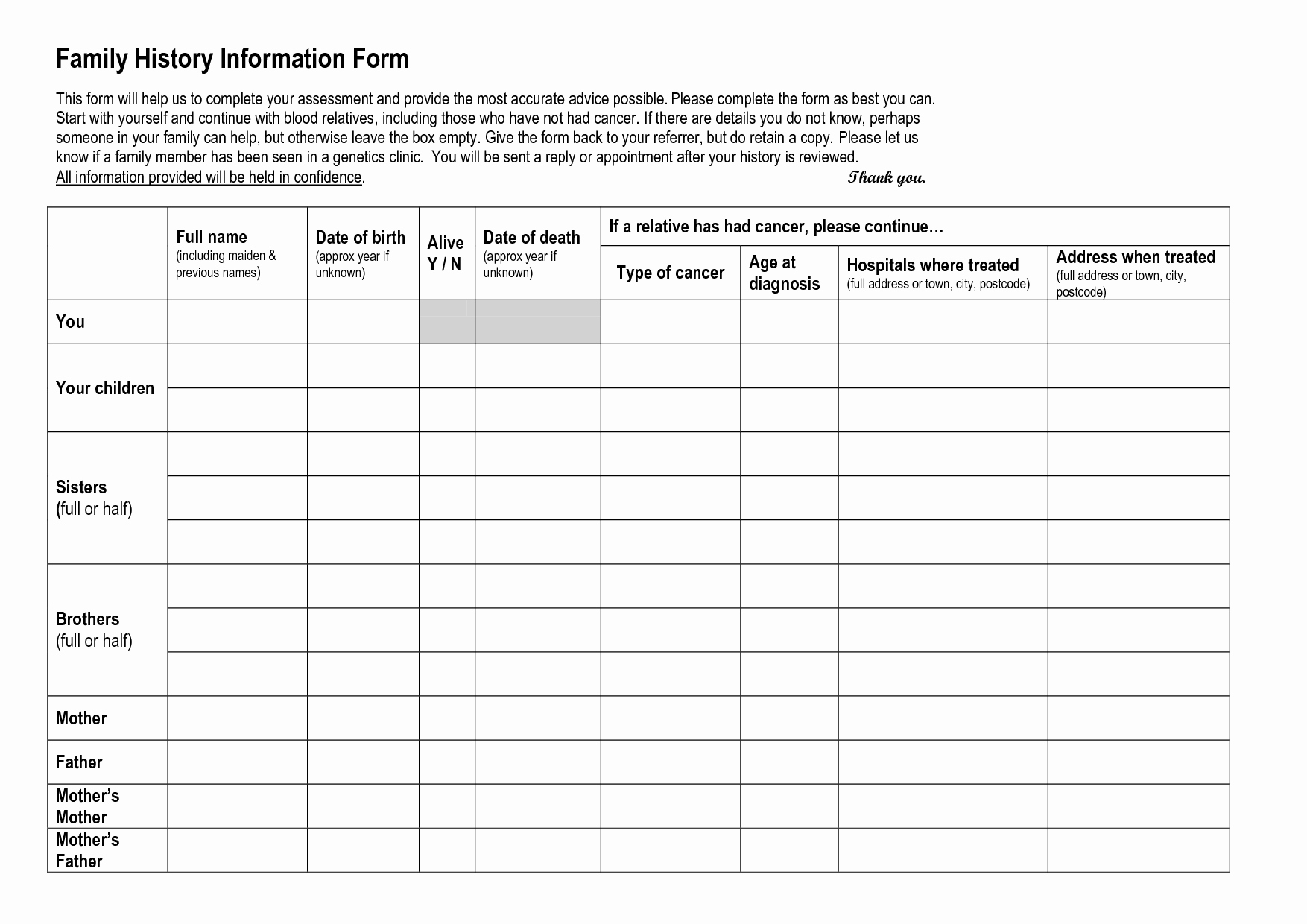 Family Health History form Template New Medical Family Tree Template Family Tree Medical History