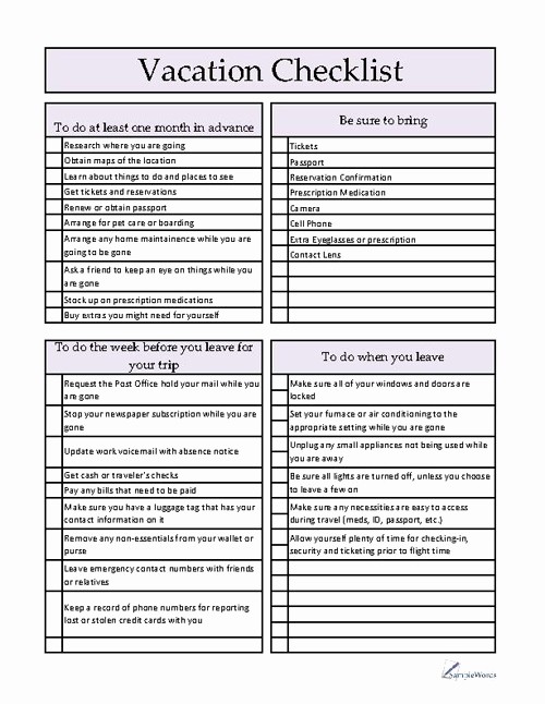Family Vacation Packing List Template Awesome Vacation Checklist