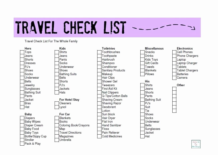 Family Vacation Packing List Template Best Of Travel Check List Travel