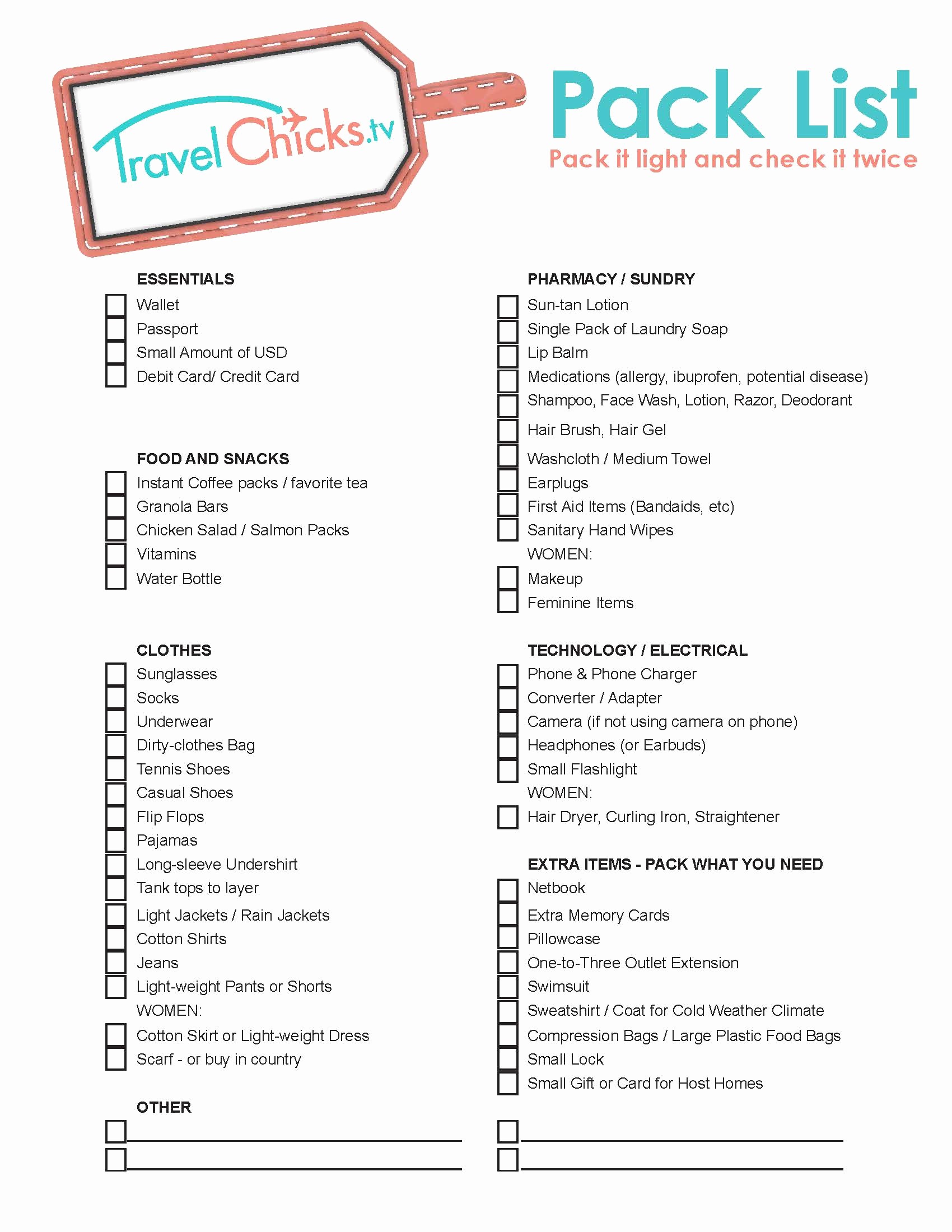 Family Vacation Packing List Template Fresh Travel Packing List Pdf for Women Travel Chicks