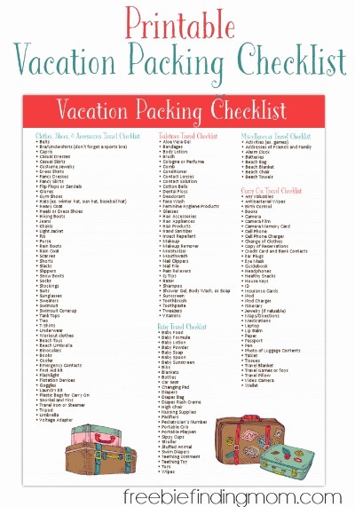 Family Vacation Packing List Template Luxury Free Printable Vacation Packing List From Freebie Finding Mom