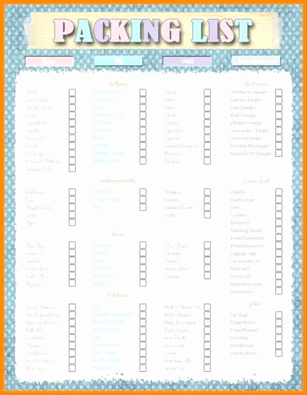 Family Vacation Packing List Template Luxury Holiday Checklist Template – Meetwithlisafo
