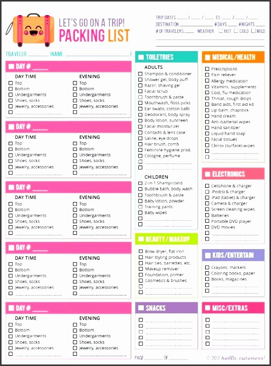 Family Vacation Packing List Template New 8 Family Vacation Packing List Template Sampletemplatess
