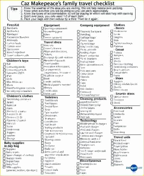 Family Vacation Packing List Template Unique Holiday Checklist Template – Meetwithlisafo
