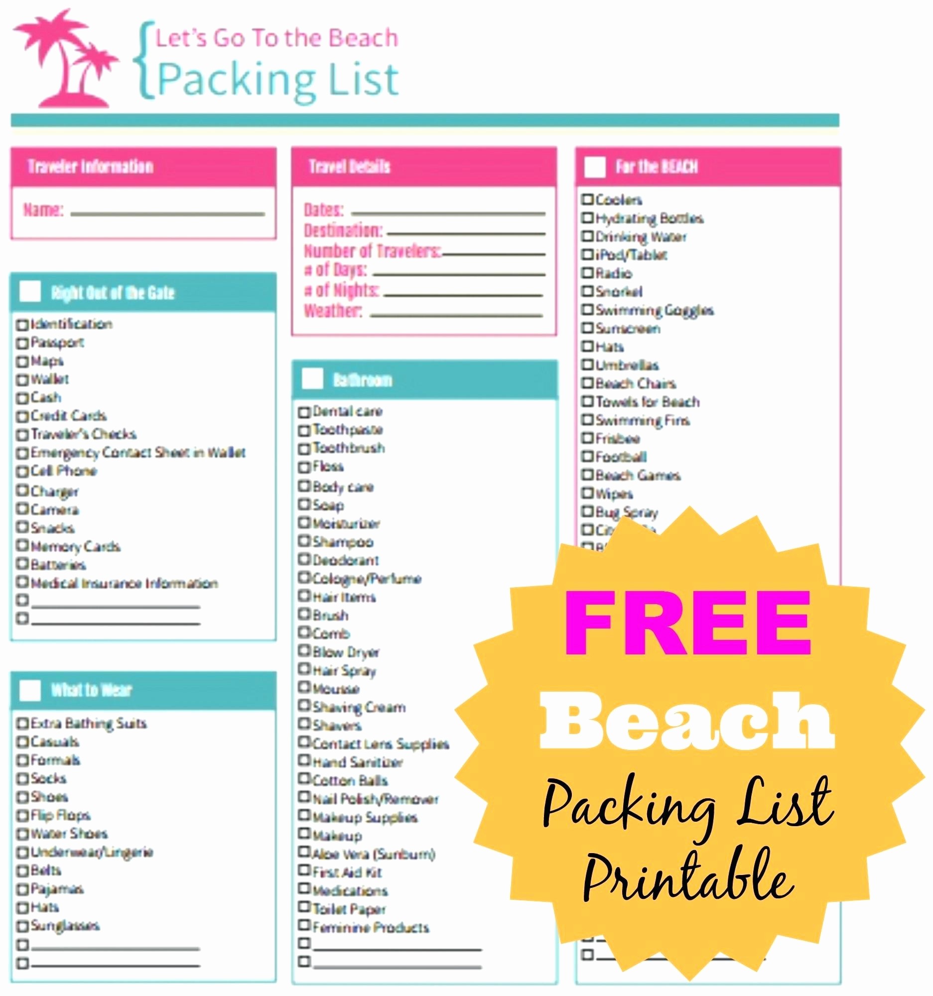Family Vacation Packing List Template Unique Template Packing Checklist Template Vacation Family List