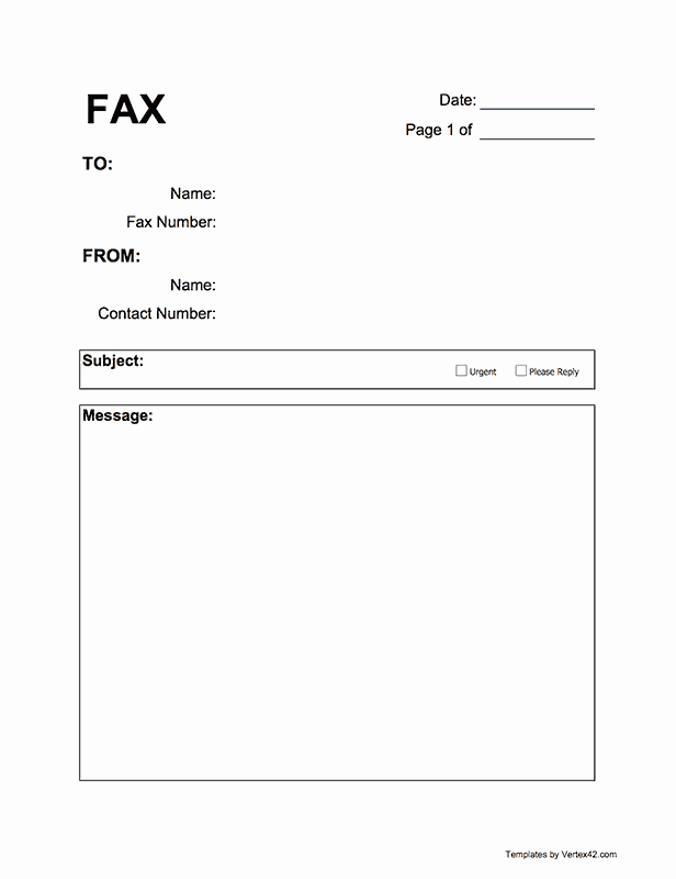Fax Cover Sheet Printable Free Best Of Free Printable Fax Cover Sheet Pdf From Vertex42