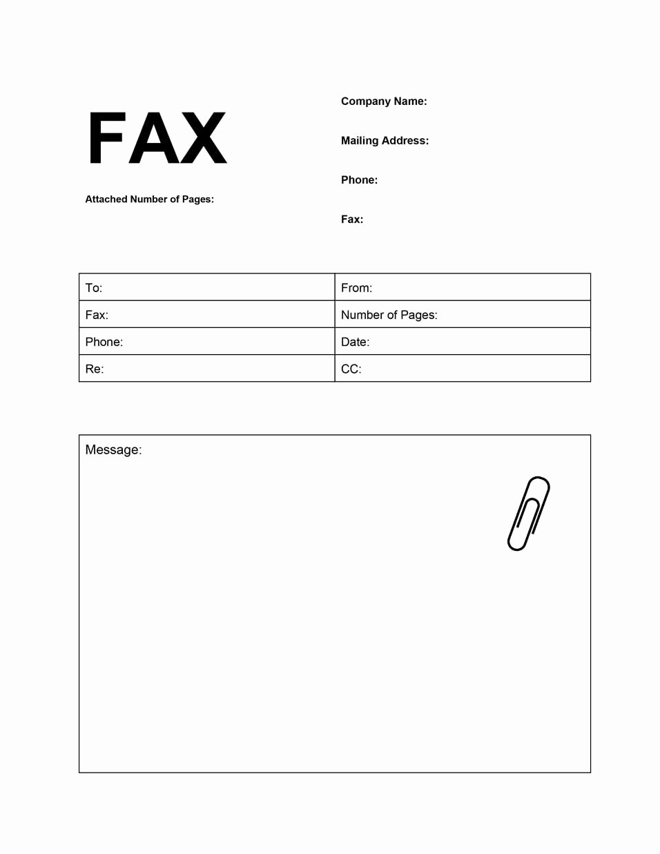 Fax Cover Sheet Printable Free Fresh attachment Fax Cover Sheet