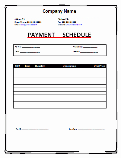 Fee Schedule Template Microsoft Office Best Of Payment Schedule Template