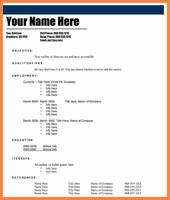 Fill In Resume Template Free Fresh 7 Free Fill In Resume Templates