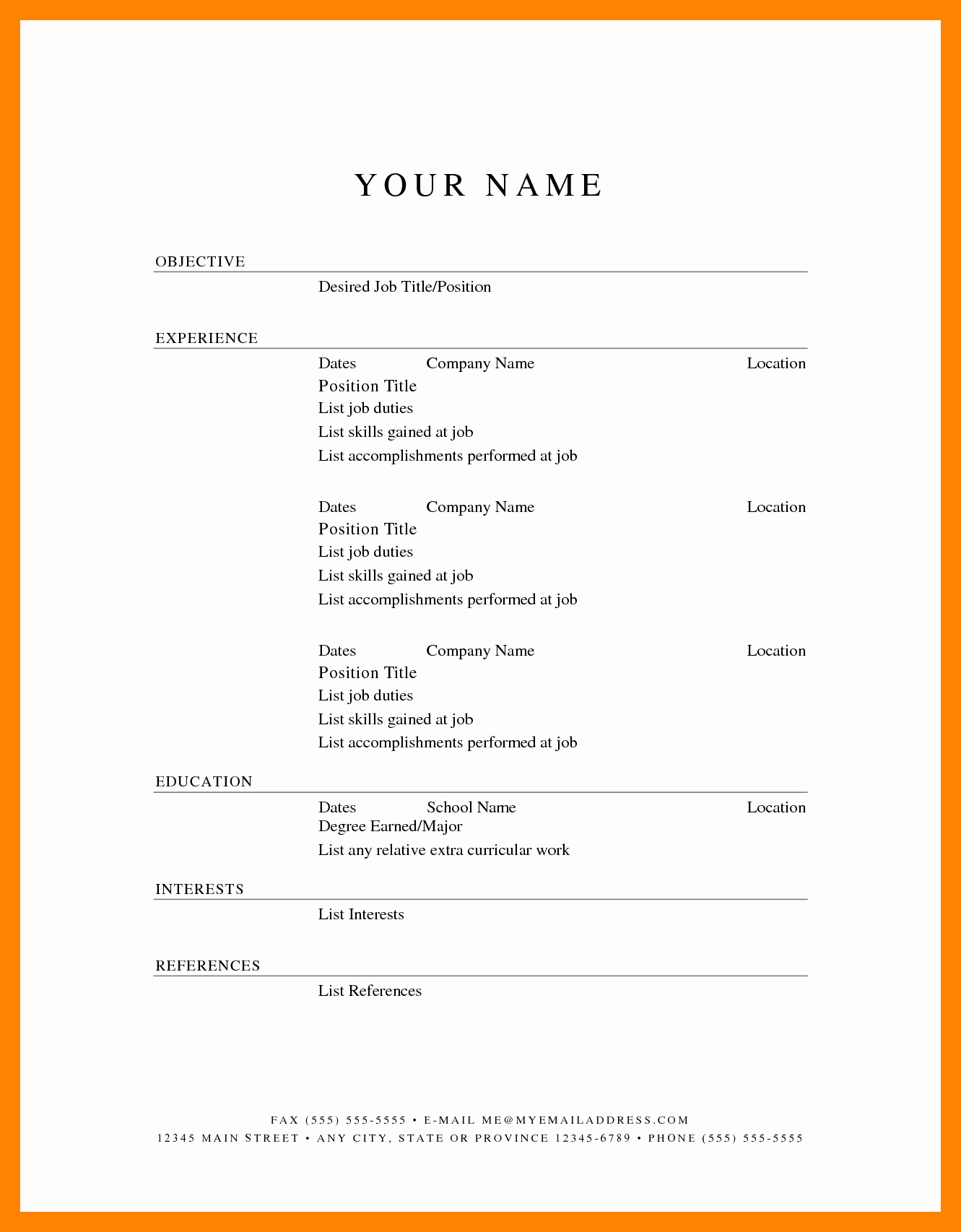 Fill In Resume Template Free Inspirational 6 Free Printable Fill In the Blank Resume Templates